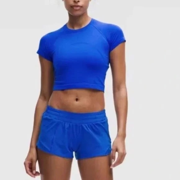 Lululemon Swiftly Tech Cropped Short-Sleeve Shirt 2.0 CERULEAN BLUE - Picture 1 of 8